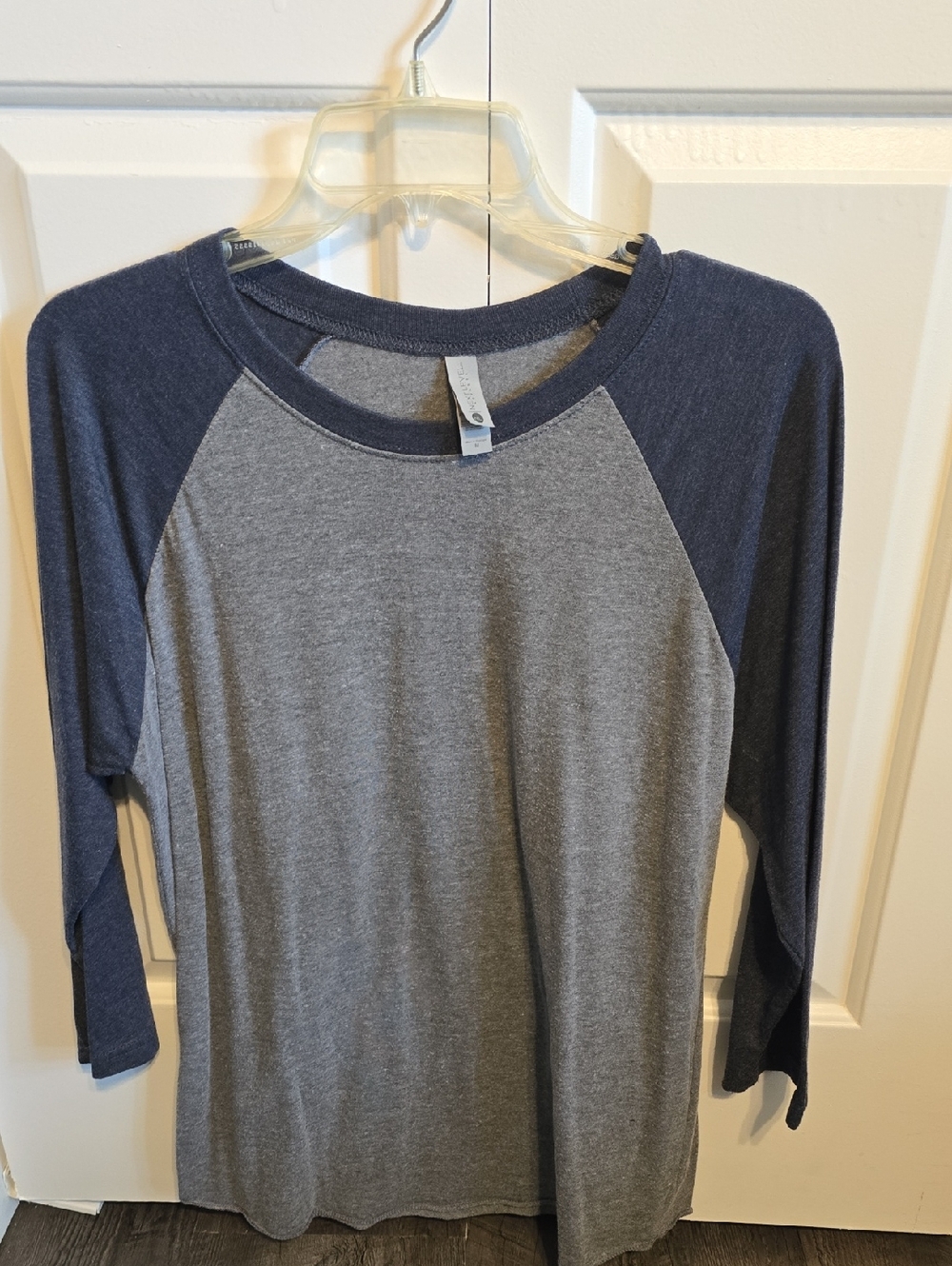 Next Level Apparel Heather Grey Tee with Navy Trim